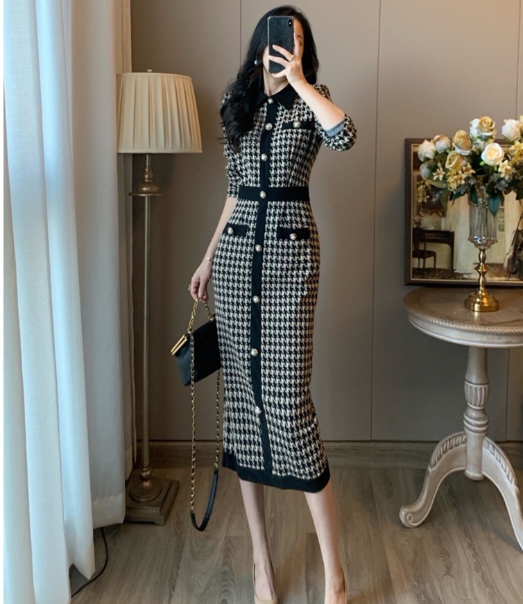 千鳥柄ワンピ 長袖ニットワンピース エレガントコーデ タイトワンピースドレス スカート ワンピース ニットソー プルオーバー オールインワン ロングスカート タイトスカート ニットスカート 膝下 千鳥柄ワンピ 長袖ニットワンピース エレガントコーデ タイトワンピースドレス スカート ワンピース ニットソー プルオーバー オールインワン ロングスカート タイトスカート ニットスカート 膝下