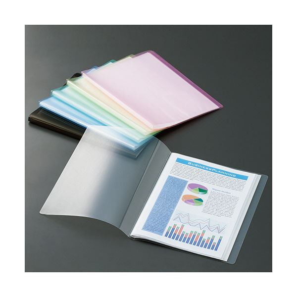 TANOSEE クリアファイル A4タテ 20ポケット 背幅14mm グレー 1セット（80冊）