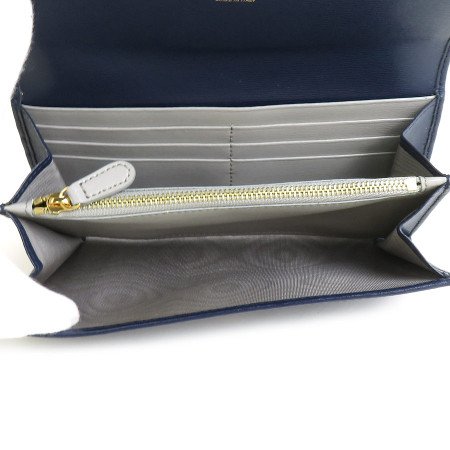 サルヴァトーレフェラガモ Salvatore Ferragamo 長財布 ガンチーニ レザー ネイビー レディース 56102a