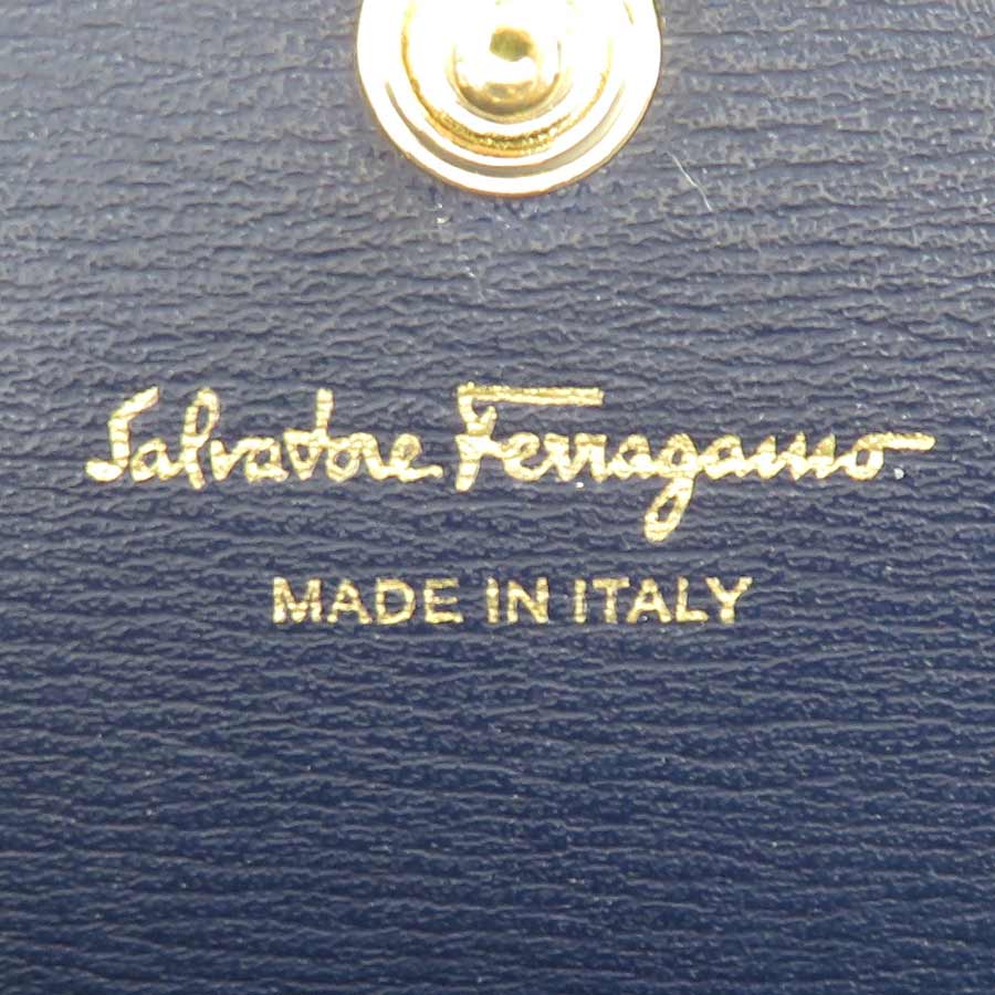 サルヴァトーレフェラガモ Salvatore Ferragamo 長財布 ガンチーニ レザー ネイビー レディース 56102a