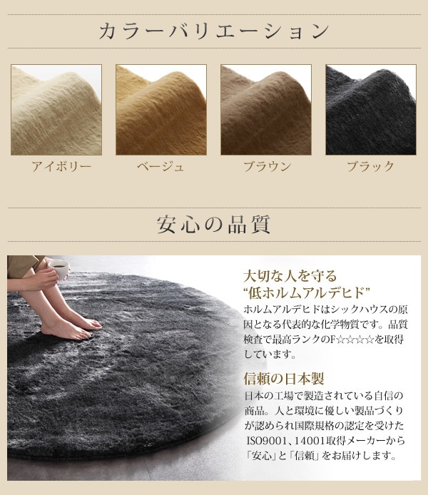 防ダニ/消臭/防炎/抗アレルギー機能付きフェイクファーラグ[Rojye]ロジェ 200x250cm アイボリー