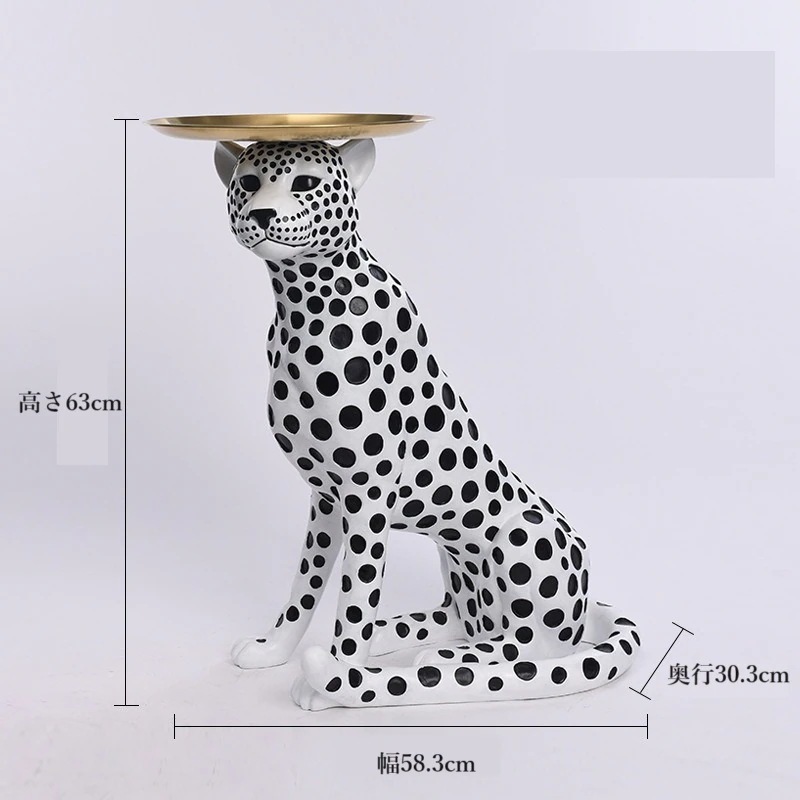 ヒョウ トレイ付き 置物 動物 オブジェ 彫刻 装飾品 おしゃれ 豪華 玄関 豹 黒 金 白 ブラック ゴールド ホワイト 工芸品 輸入雑貨 金運上昇 ヒョウ トレイ付き 置物 動物 オブジェ 彫刻 装飾品 おしゃれ 豪華 玄関 豹 黒 金 白 ブラック ゴールド ホワイト 工芸品 輸入雑貨 金運上昇