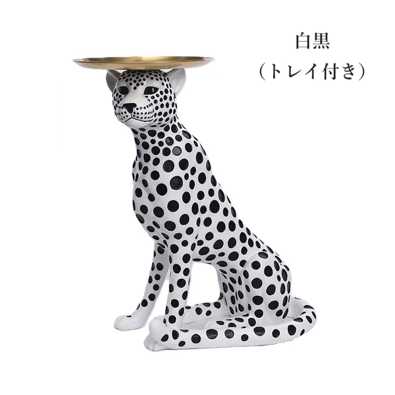 ヒョウ トレイ付き 置物 動物 オブジェ 彫刻 装飾品 おしゃれ 豪華 玄関 豹 黒 金 白 ブラック ゴールド ホワイト 工芸品 輸入雑貨 金運上昇 ヒョウ トレイ付き 置物 動物 オブジェ 彫刻 装飾品 おしゃれ 豪華 玄関 豹 黒 金 白 ブラック ゴールド ホワイト 工芸品 輸入雑貨 金運上昇