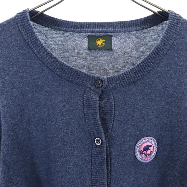 刺繍入り 長袖 コットンニット カーディガン M 紺 レディース