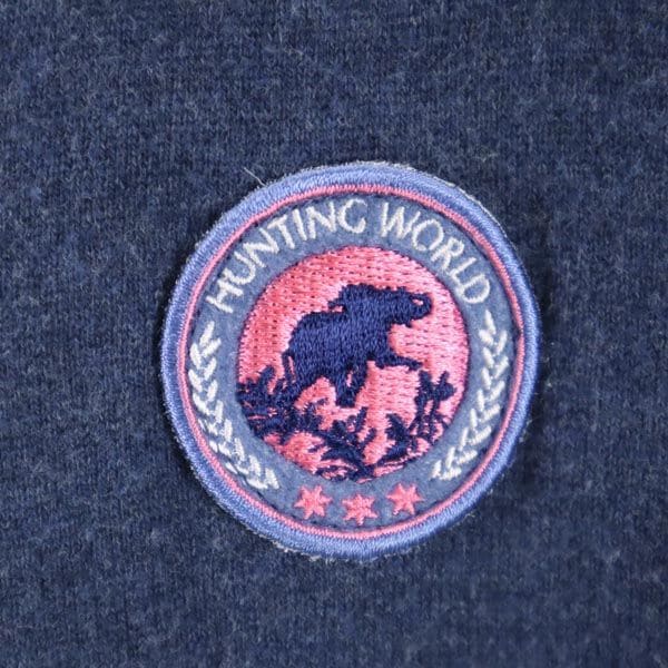 刺繍入り 長袖 コットンニット カーディガン M 紺 レディース