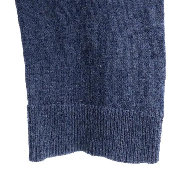 刺繍入り 長袖 コットンニット カーディガン M 紺 レディース