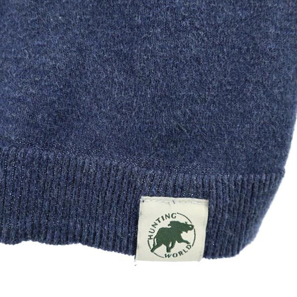 刺繍入り 長袖 コットンニット カーディガン M 紺 レディース