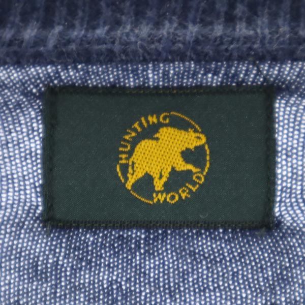 刺繍入り 長袖 コットンニット カーディガン M 紺 レディース