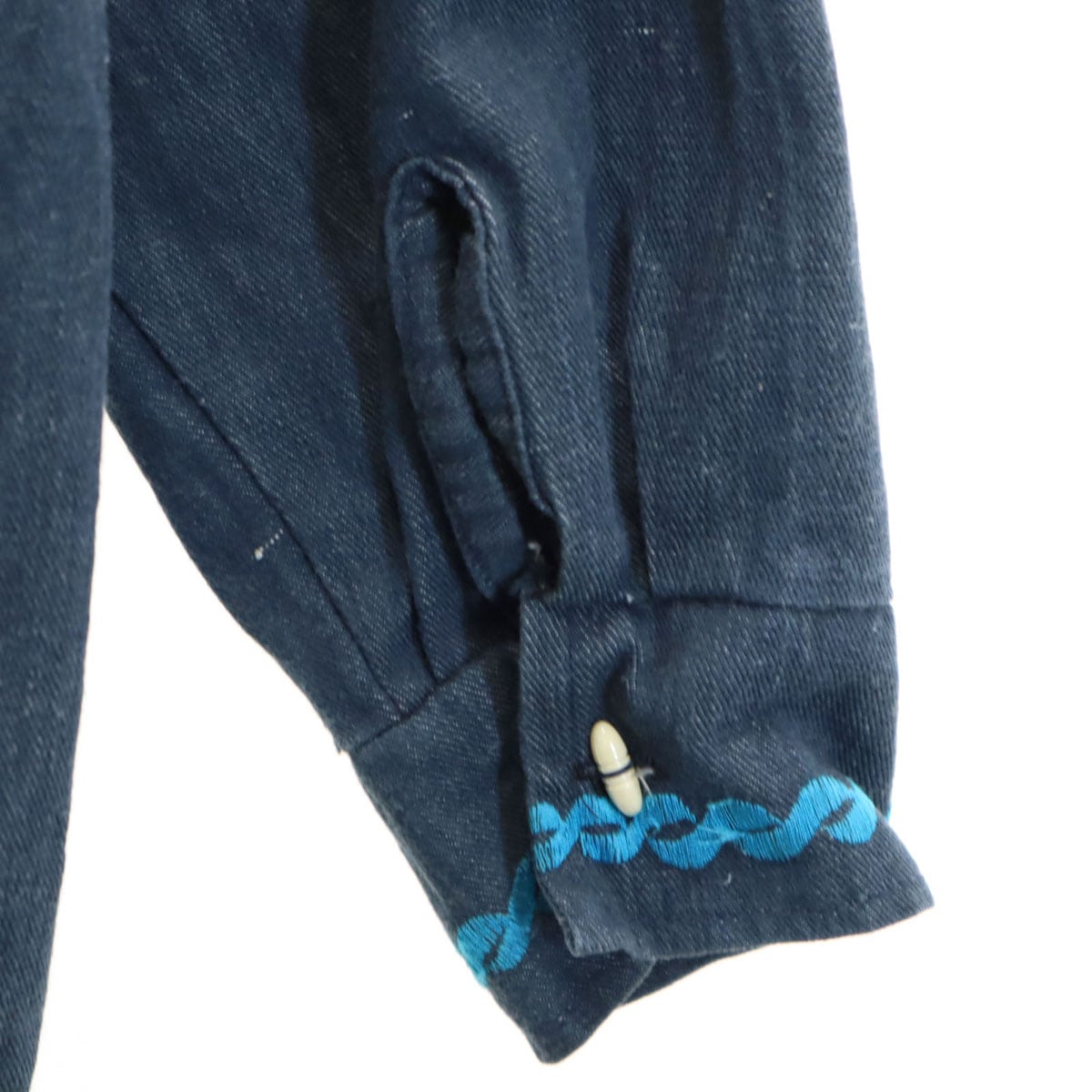 80s 90s オールド 花刺繍 シャツジャケット 40 ネイビー メンズ 古着 80s 90s オールド 花刺繍 シャツジャケット 40 ネイビー メンズ 古着