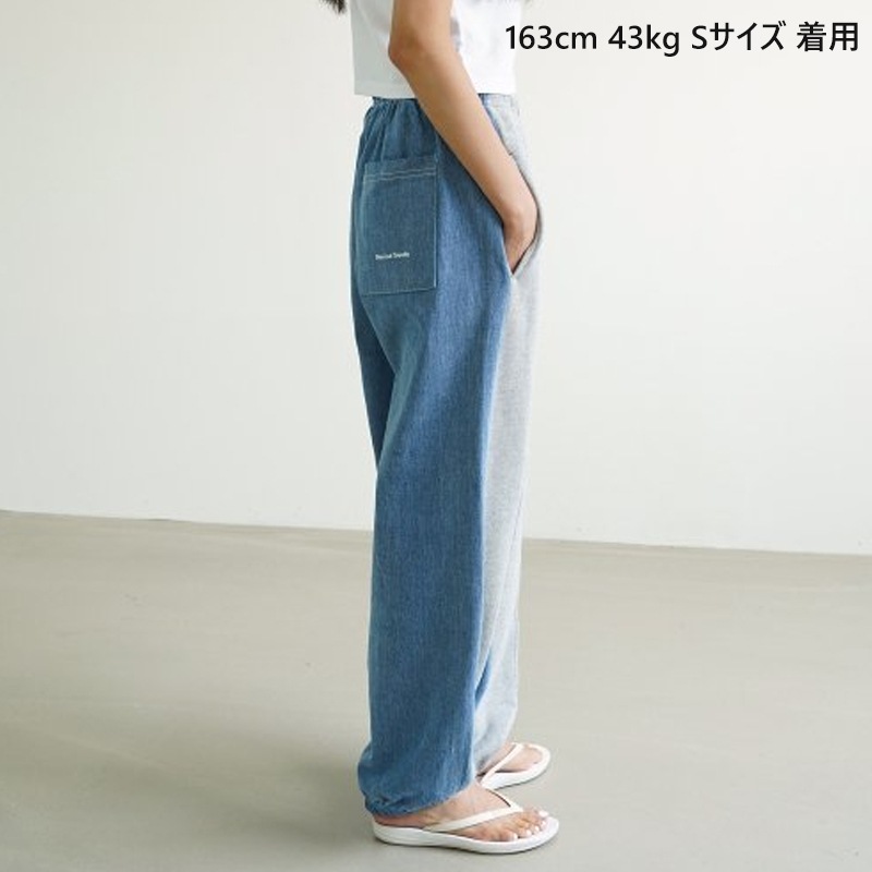 【SLOW RECORD HOUSE】ASURA DENIM SWEAT PANTS ★ BTS テテ着用 bts テテ着用 [Slow Record House] ASURA Denim Sweat Pants
