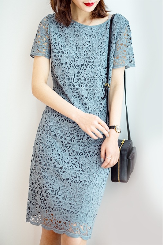 カッティングレースワンピース(ブルー/ピンク)結婚式お呼ばれ入学式フォーマル韓国系 カッティングレースワンピース(ブルー/ピンク)結婚式お呼ばれ入学式フォーマル韓国系