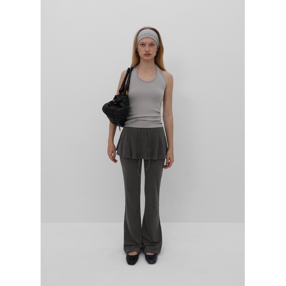 ブラックアップ コニードブーツカットレイヤードスカートパンツ ブラックアップ コニードブーツカットレイヤードスカートパンツ