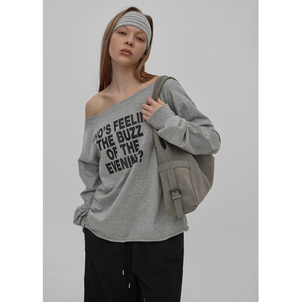 ブラックアップ [春新品] [MADE] リッツボートネックプリント長袖Tシャツ