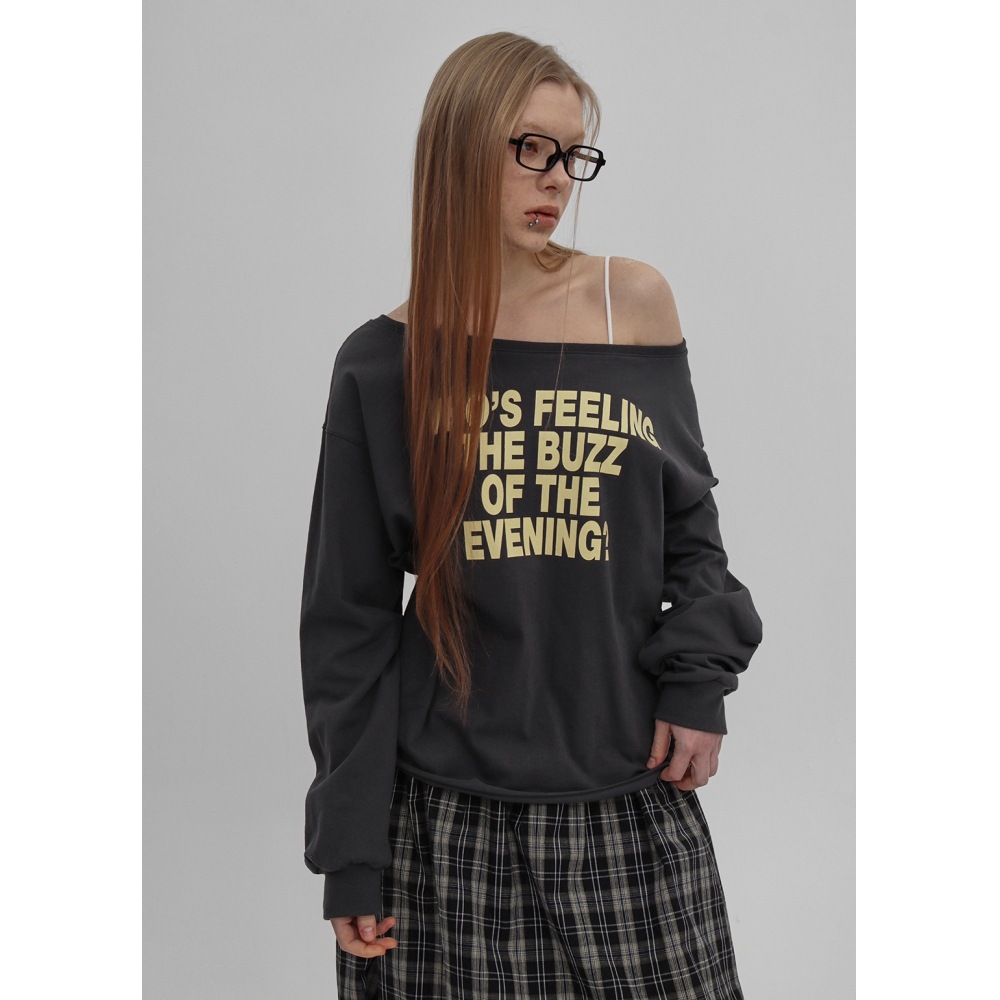 ブラックアップ [春新品] [MADE] リッツボートネックプリント長袖Tシャツ