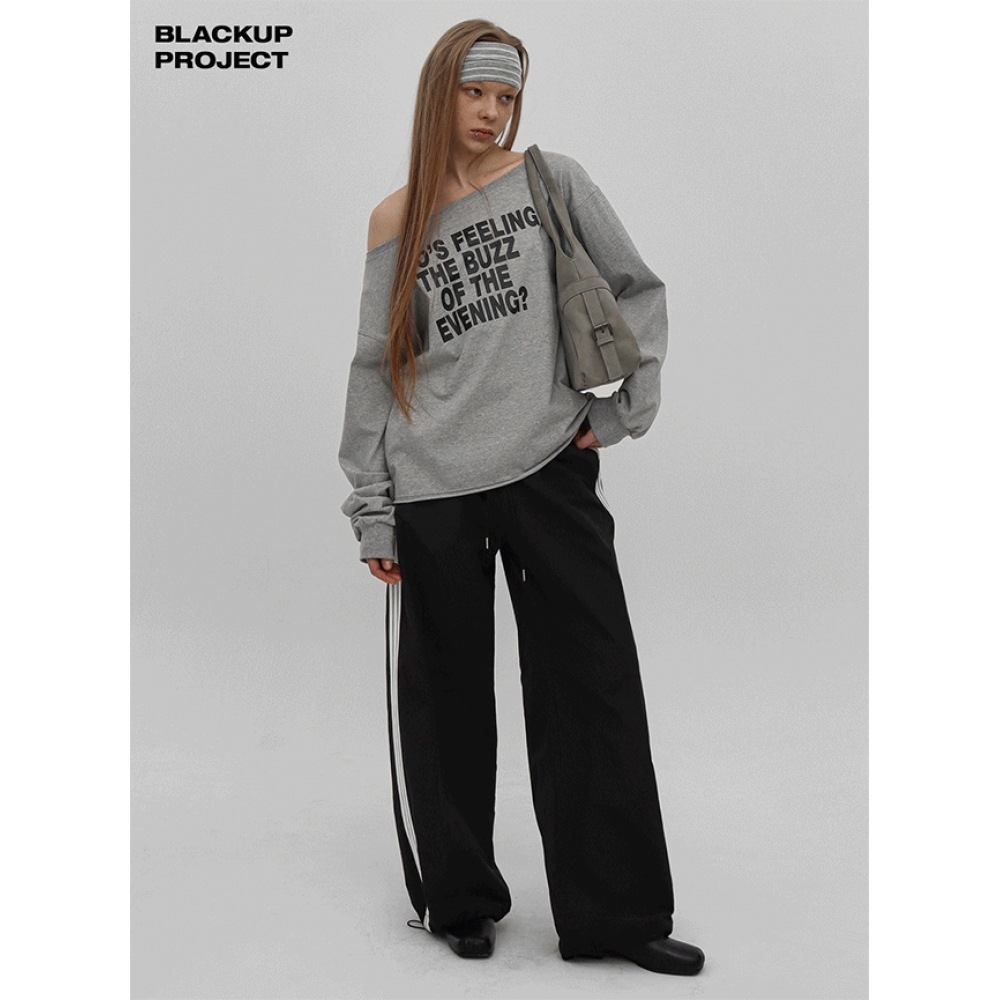 ブラックアップ [春新品] [MADE] リッツボートネックプリント長袖Tシャツ