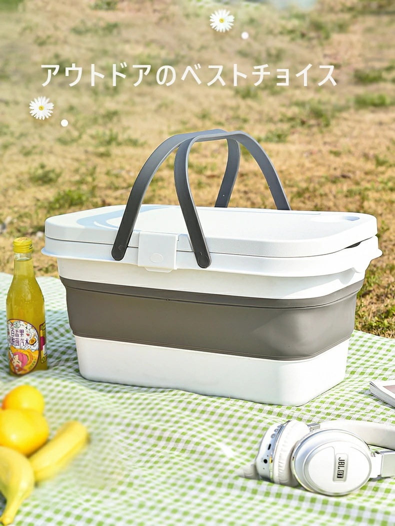 バケツ バスケット折りたたみ 蓋付き テーブル付き バケツ ピクニック アウトドア アウトドア おしゃれ おすすめ シンプル 運動会 ピクニック 北欧 ランドリーバスケット シリコン 洗