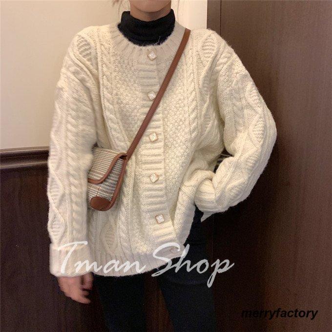 ニットカーディガン 厚手 コート アウター カーディガン レディース トップス ショート丈 長袖 ウール混 カシミアタッチ ケーブル編み ニット ゆったり