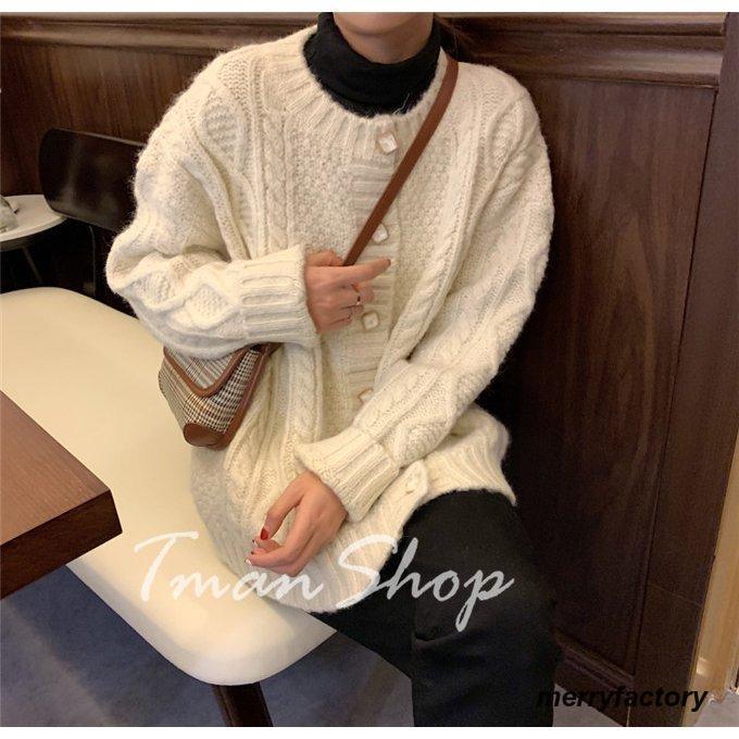 ニットカーディガン 厚手 コート アウター カーディガン レディース トップス ショート丈 長袖 ウール混 カシミアタッチ ケーブル編み ニット ゆったり