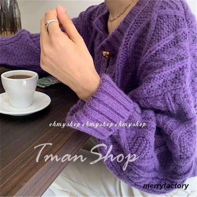 ニットカーディガン 厚手 コート アウター カーディガン レディース トップス ショート丈 長袖 ウール混 カシミアタッチ ケーブル編み ニット ゆったり