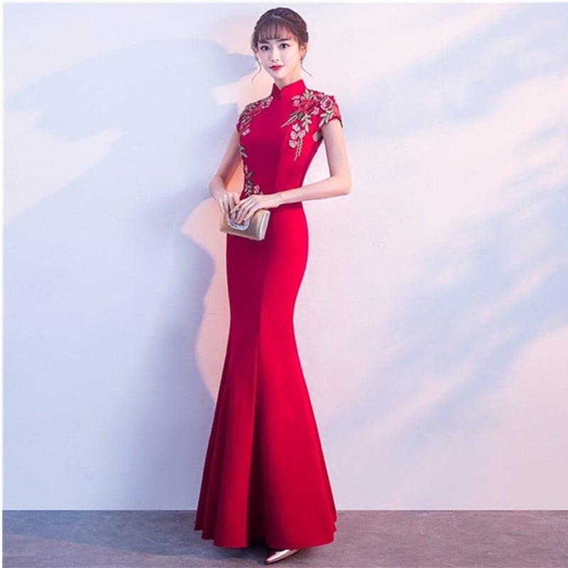 【2枚購入で 3oo円OFF】バンケットドレス2025夏のスリムテールウェディングチョンサムステージウェルカムショーコスム