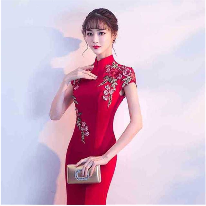 【2枚購入で 3oo円OFF】バンケットドレス2025夏のスリムテールウェディングチョンサムステージウェルカムショーコスム