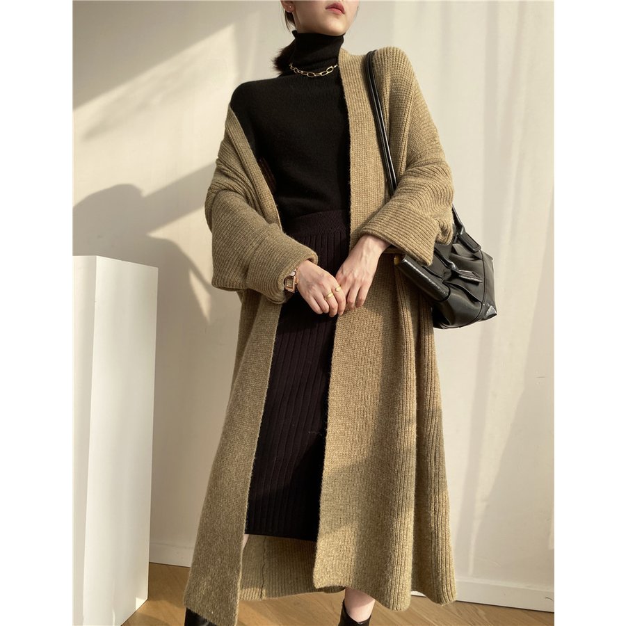 ニットカーディガン マキシ カーディガン ロング チュニック 羽織り レディース 体型カバー OL風 ニットカーディガン マキシ カーディガン ロング チュニック 羽織り レディース 体型カバー OL風