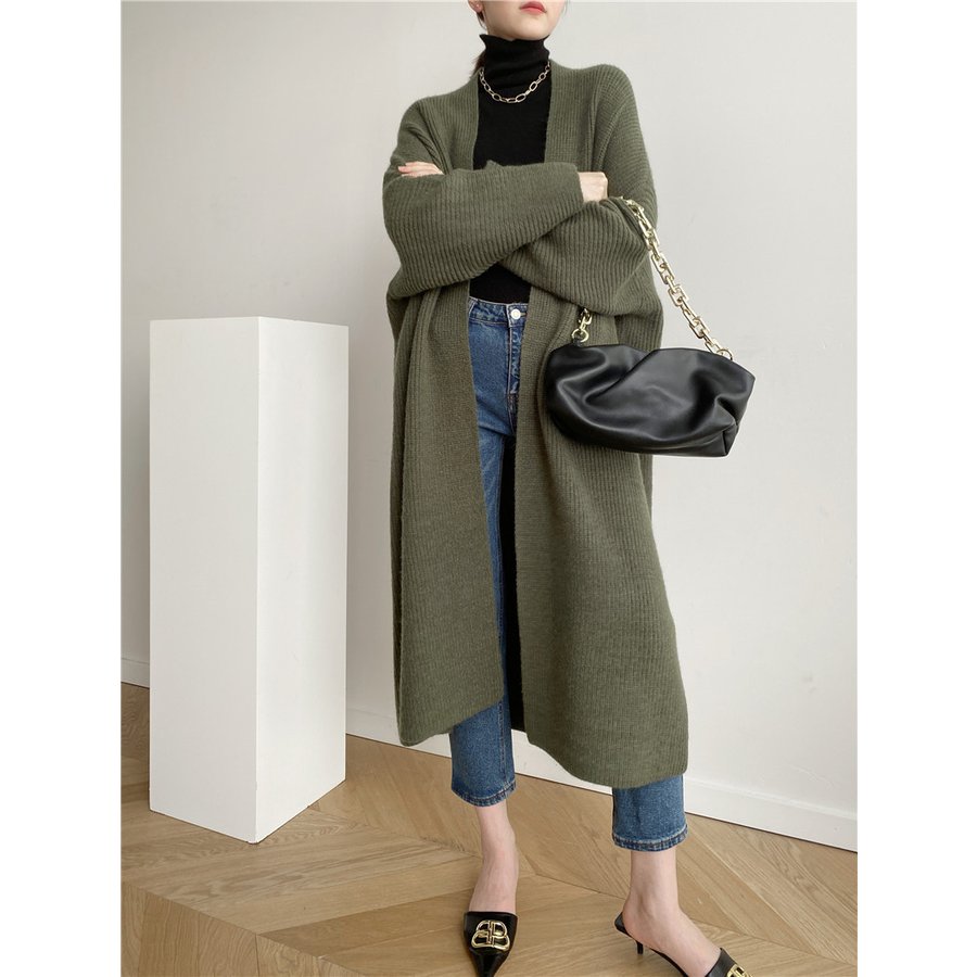 ニットカーディガン マキシ カーディガン ロング チュニック 羽織り レディース 体型カバー OL風 ニットカーディガン マキシ カーディガン ロング チュニック 羽織り レディース 体型カバー OL風
