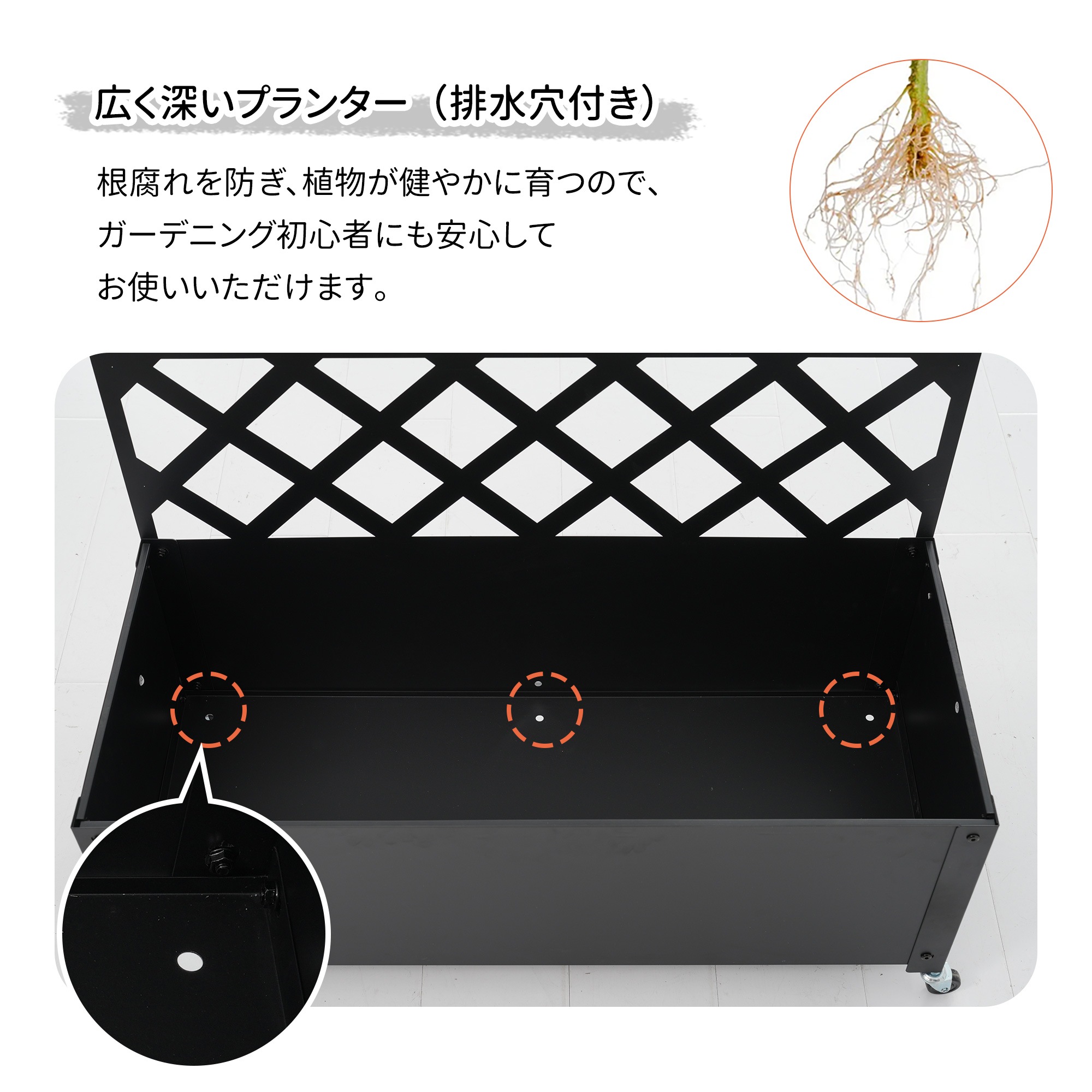 【国内発送Ｍ】1921フェンス プランター付き 目隠し プランター付き 電着塗装 キャスター付き 簡単設置 90*40*170cm 園芸用品 プランター ガーデンラティス プランターボックス 花壇フェ