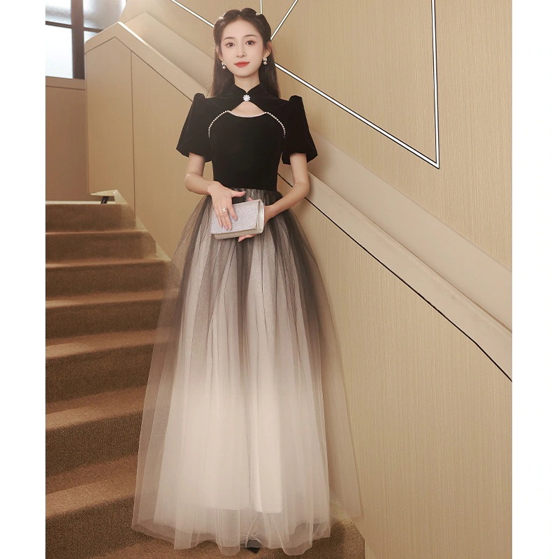 パーティードレス黒のイブニングドレス女性2025しい長袖ドレス パーティードレス黒のイブニングドレス女性2025しい長袖ドレス