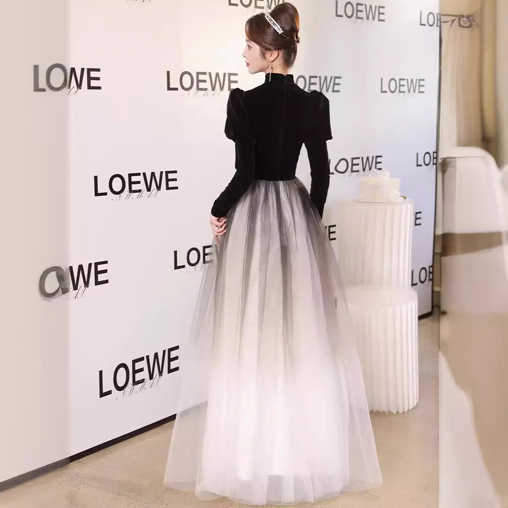 パーティードレス黒のイブニングドレス女性2025しい長袖ドレス パーティードレス黒のイブニングドレス女性2025しい長袖ドレス