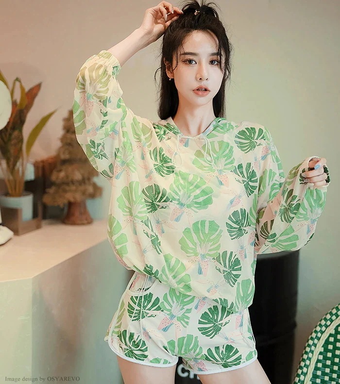 水着 レディース 4点セット 体型カバー セパレート ビキニ タンキニ ボタニカル柄 フード付き パーカー セット水着 スポブラ ショートパンツ スポーティ フィットネス 水着 レディース 4点セット 体型カバー セパレート ビキニ タンキニ ボタニカル柄 フード付き パーカー セット水着 スポブラ ショートパンツ スポーティ フィットネス