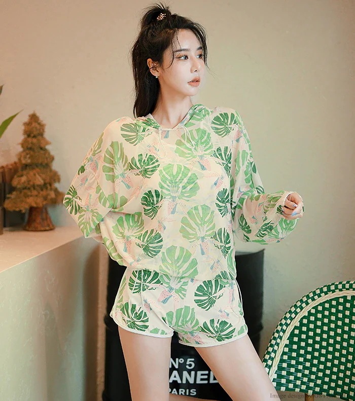 水着 レディース 4点セット 体型カバー セパレート ビキニ タンキニ ボタニカル柄 フード付き パーカー セット水着 スポブラ ショートパンツ スポーティ フィットネス 水着 レディース 4点セット 体型カバー セパレート ビキニ タンキニ ボタニカル柄 フード付き パーカー セット水着 スポブラ ショートパンツ スポーティ フィットネス