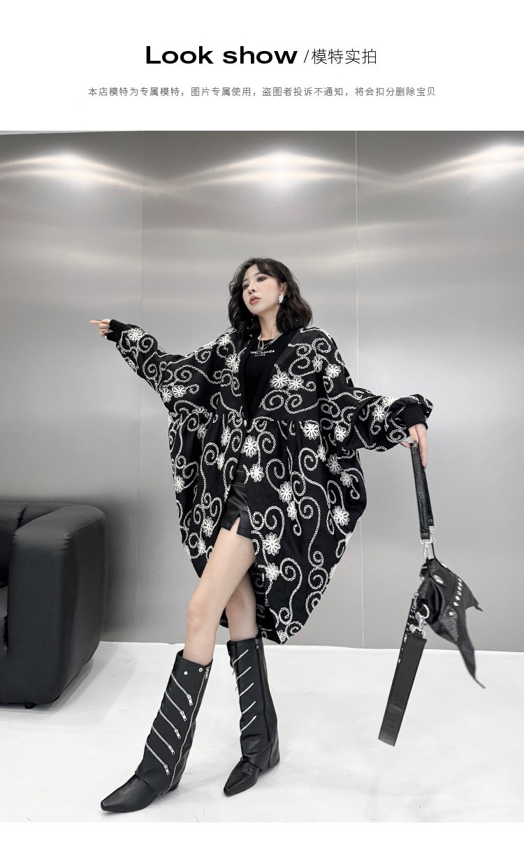 【J.Fashion】 2024秋新品 刺繍 ロングカーディガン 体型カバーチュニック ニットカーディガン トレンチコート アウター メガ割 【J.Fashion】 2024秋新品 刺繍 ロングカーディガン 体型カバーチュニック ニットカーディガン トレンチコート アウター メガ割