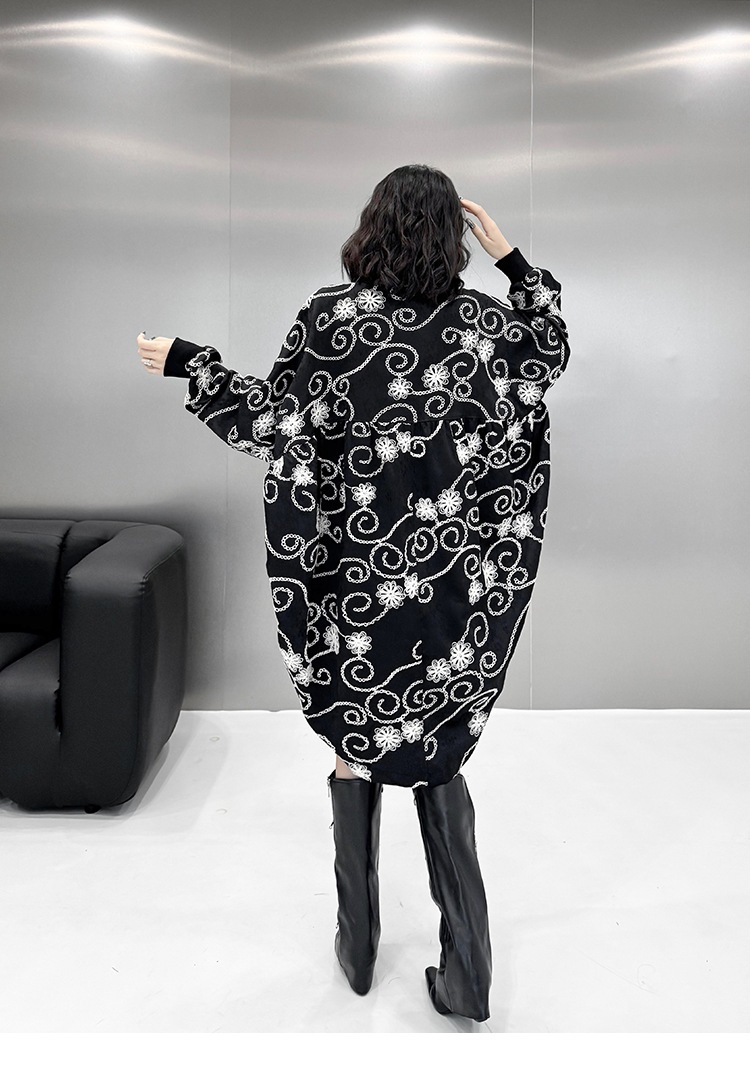 【J.Fashion】 2024秋新品 刺繍 ロングカーディガン 体型カバーチュニック ニットカーディガン トレンチコート アウター メガ割 【J.Fashion】 2024秋新品 刺繍 ロングカーディガン 体型カバーチュニック ニットカーディガン トレンチコート アウター メガ割
