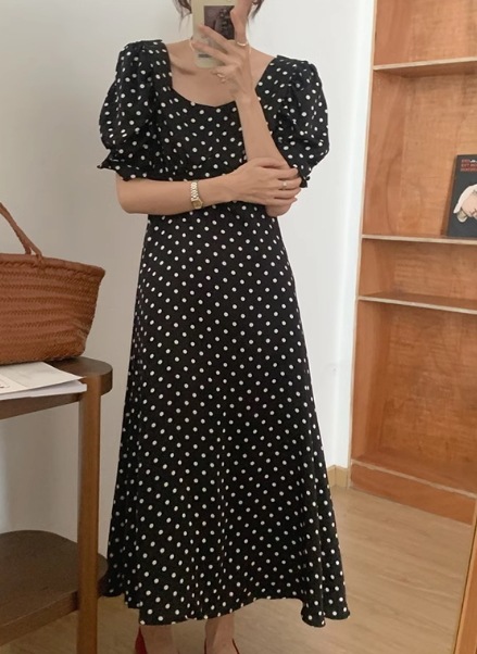 レディース プルオーバー ドレス ワンピース ロング 半袖 ボリューム袖 パフスリーブ スクエアネック スリム 細身 Aライン 背中開き フェミニン バックリボン ハイウエスト サテン かわいい レディース プルオーバー ドレス ワンピース ロング 半袖 ボリューム袖 パフスリーブ スクエアネック スリム 細身 Aライン 背中開き フェミニン バックリボン ハイウエスト サテン かわいい