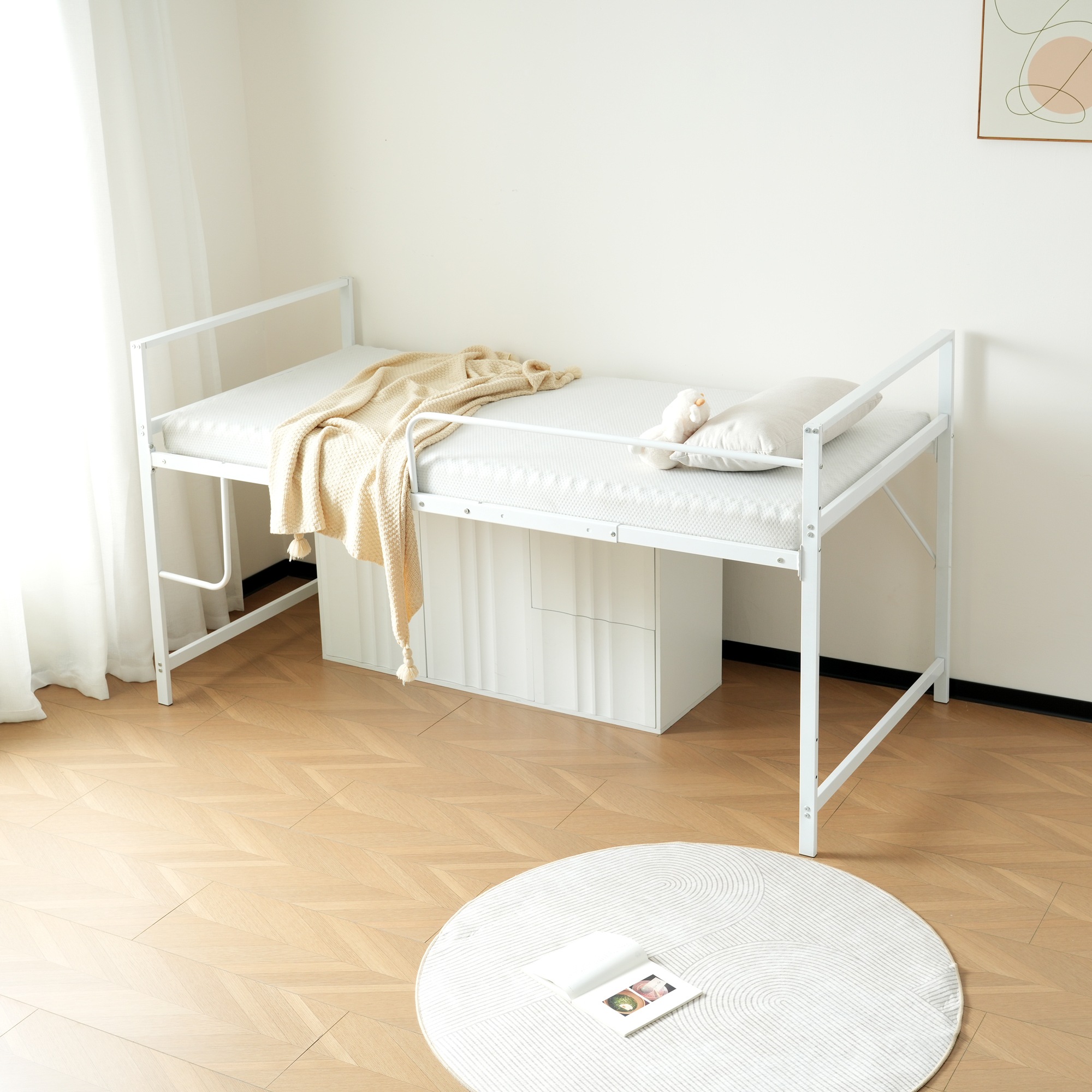 【ホワイト】ロフトベッド パイプベッド シングル ロータイプ 高さ110cm ロフトベッド パイプベッド シングル 高さ110cm ロフトベッド ロー