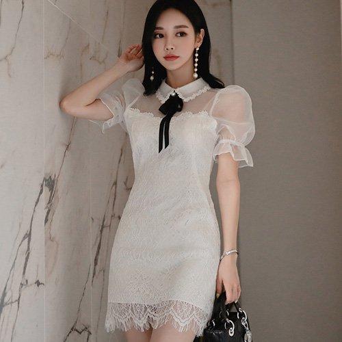 キャバドレス ナイトドレス ミニドレス ベアワンピ タイト ワンピース 半袖 バルーン袖 フラワーレース 刺繍 アイラッシュレース レディース ホワイト グラシア キャバドレス ナイトドレス ミニドレス ベアワンピ タイト ワンピース 半袖 バルーン袖 フラワーレース 刺繍 アイラッシュレース レディース ホワイト グラシア