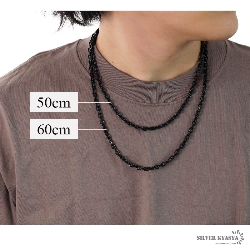 チタン 小豆チェーンネックレス幅5mm黒 [tc001-black-5mm]