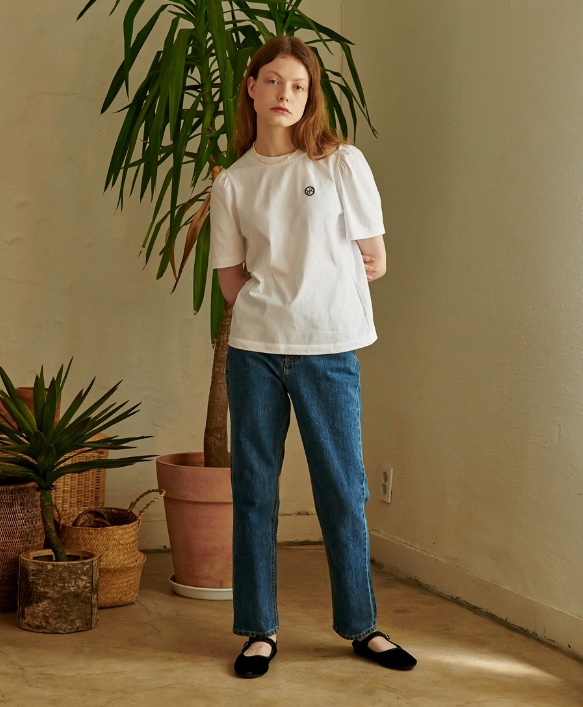 【RONRON】PUFF SLEEVE HALF T SHIRT RONRON】 PUFF SLEEVE HALF T SHIRT : WHITE Tシャツ・カットソー