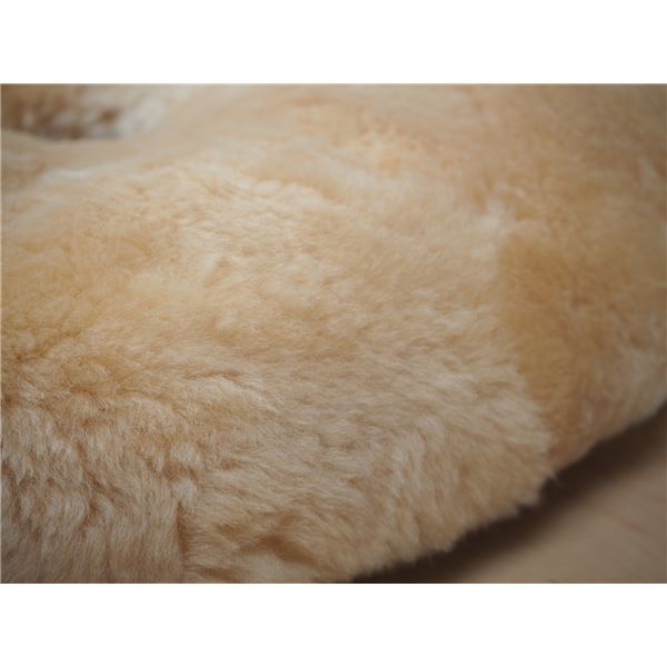 天然ムートン 円座クッション/座布団 直径 約40cm ベージュ 羊毛皮100％ 吸湿性 保温性 保湿性 防汚性抜群 M-9000