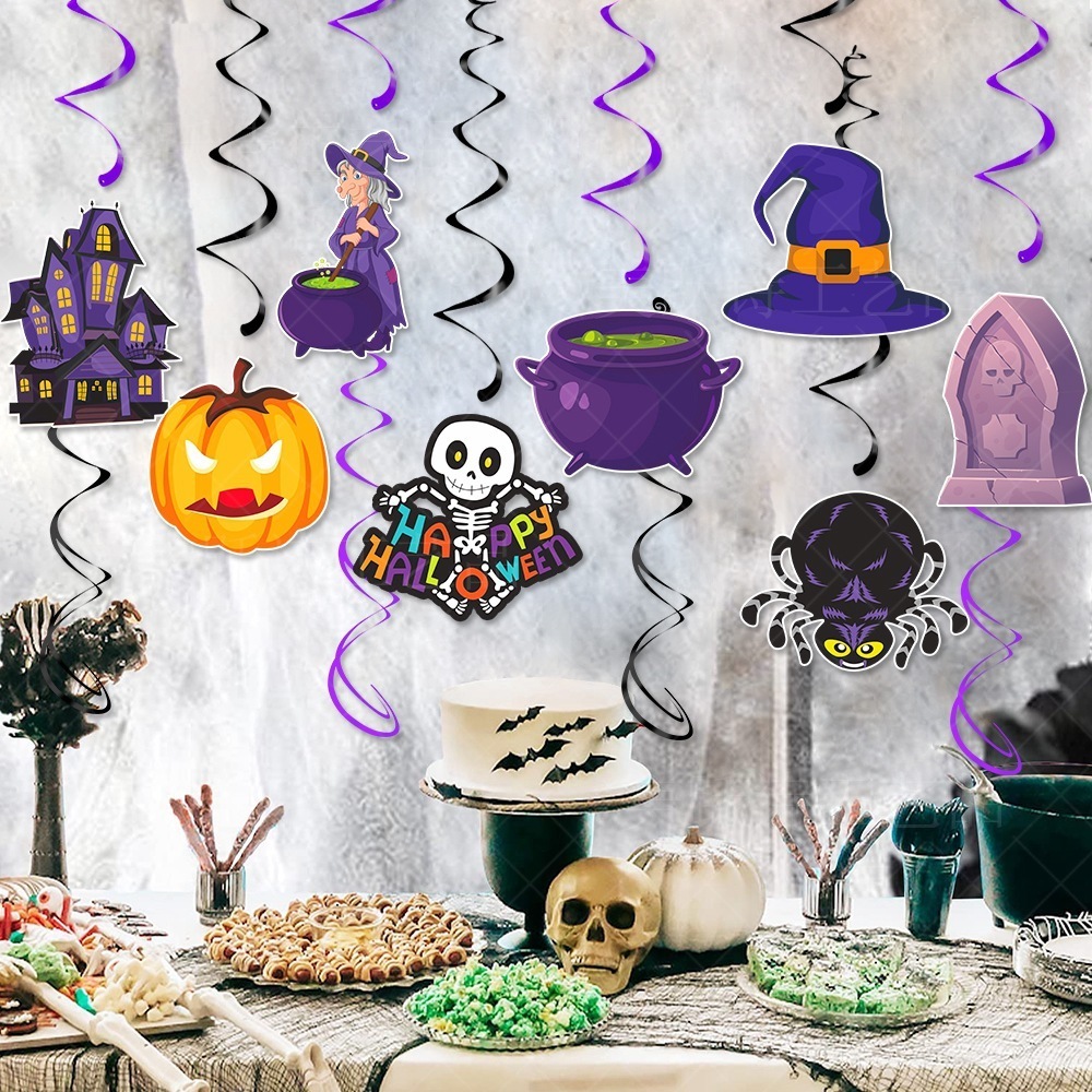 新しいハロウィンパーティーデコレーションパンプキンスパイラル吊り下げハロウィンスパイダーフラッグゴーストフェスティバル雰囲気アレンジメント