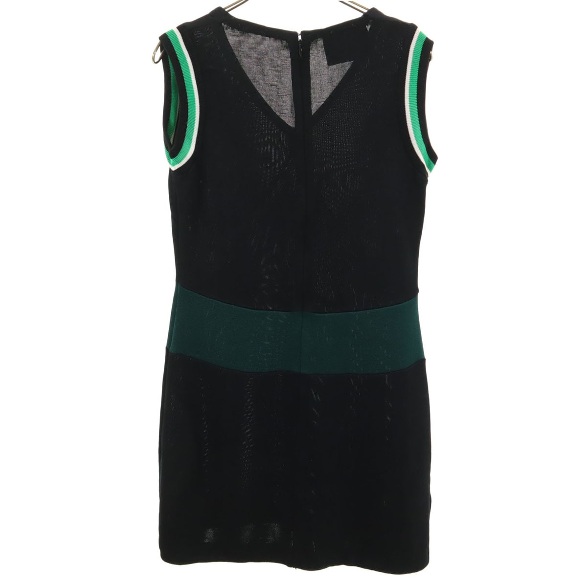 イタリア製 ノースリーブ ニット ミニワンピース 38 ブラック レディース 古着 イタリア製 ノースリーブ ニット ミニワンピース 38 ブラック レディース 古着
