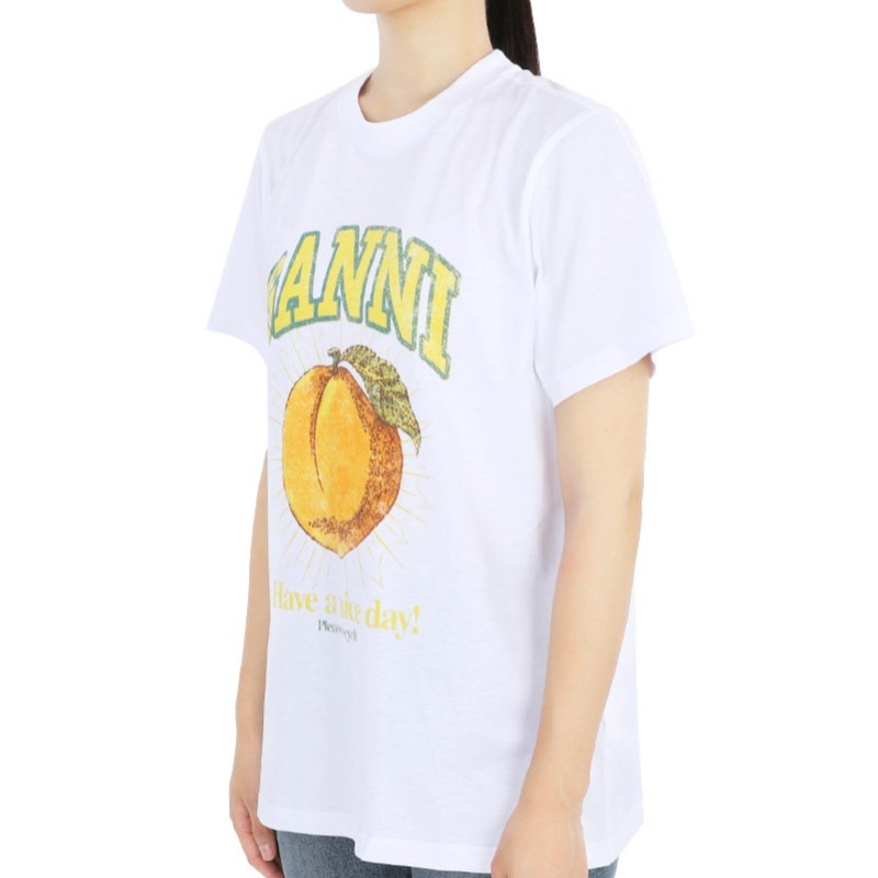 ガルニ女性用ピーチグラフィックプリントショートスリーブ (ホワイト) T3529 151 ガルニ女性用ピーチグラフィックプリントショートスリーブ (ホワイト) T3529 151