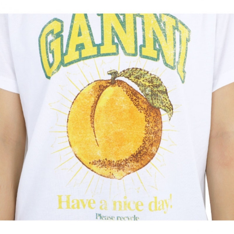 ガルニ女性用ピーチグラフィックプリントショートスリーブ (ホワイト) T3529 151 ガルニ女性用ピーチグラフィックプリントショートスリーブ (ホワイト) T3529 151