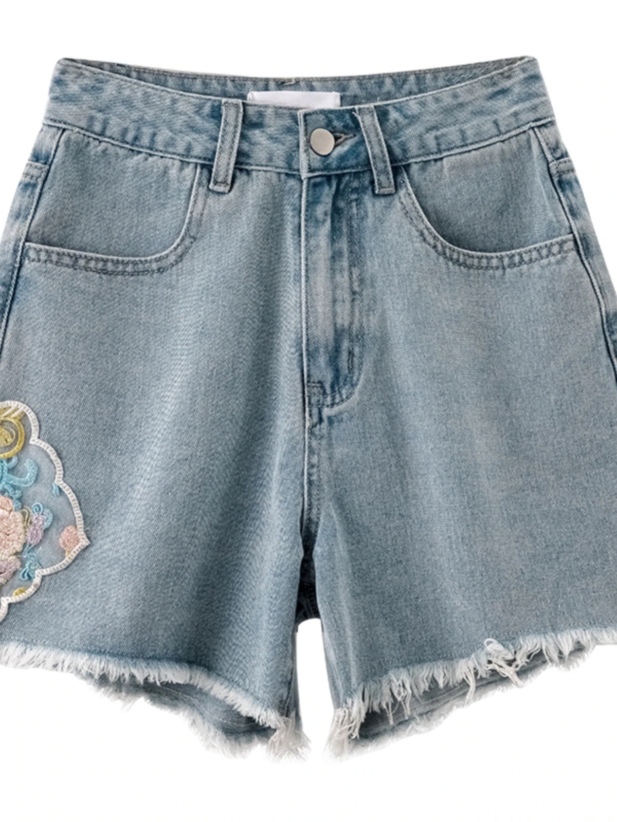 夏の女性用の新しい風ローエッジライトカラーデニムショートパンツ小さめハイウエストスリムヒップカバーaラインホットパンツ