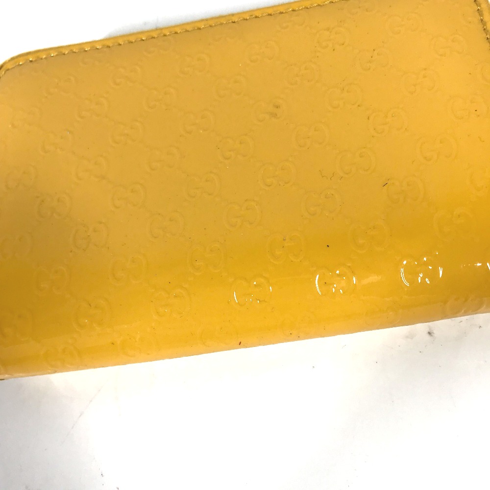 コインケース 255452 マイクロ グッチシマ シマライン 財布 小銭入れ コンパクトウォレット カードケース エナメル イエロー