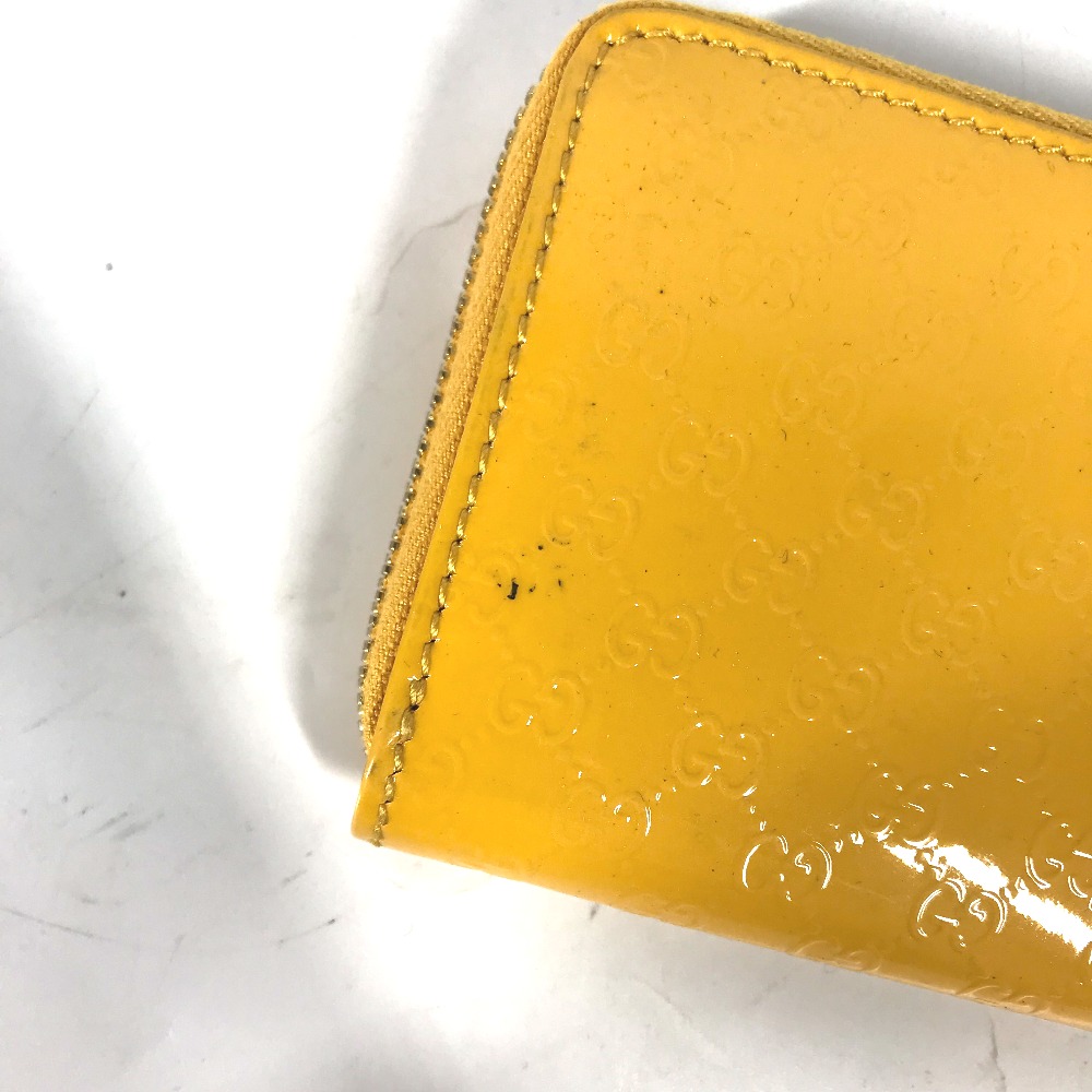 コインケース 255452 マイクロ グッチシマ シマライン 財布 小銭入れ コンパクトウォレット カードケース エナメル イエロー