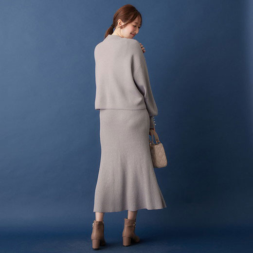 [最安値挑戦]！パール調ボタンニット＆キャミワンピース レディース 秋冬 トップス アンサンブル M-LL