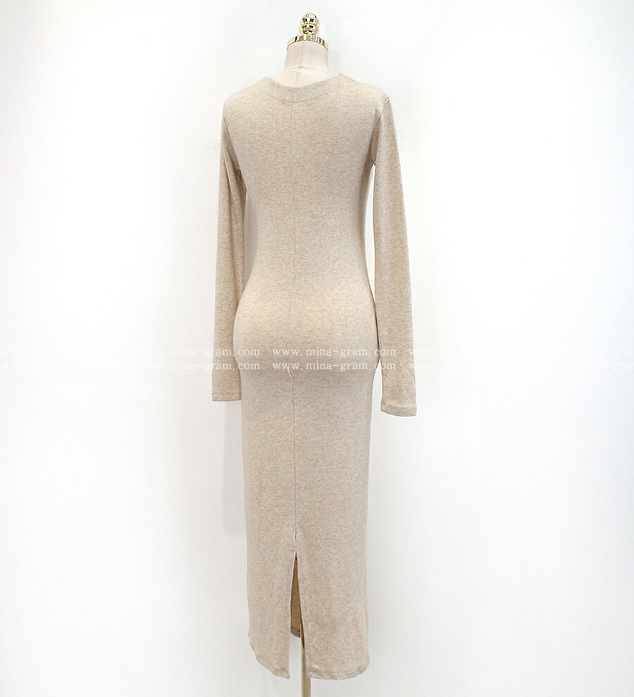 [メガ割りSALE]裏起毛スクエアスリムフィットロングワンピース・p615031