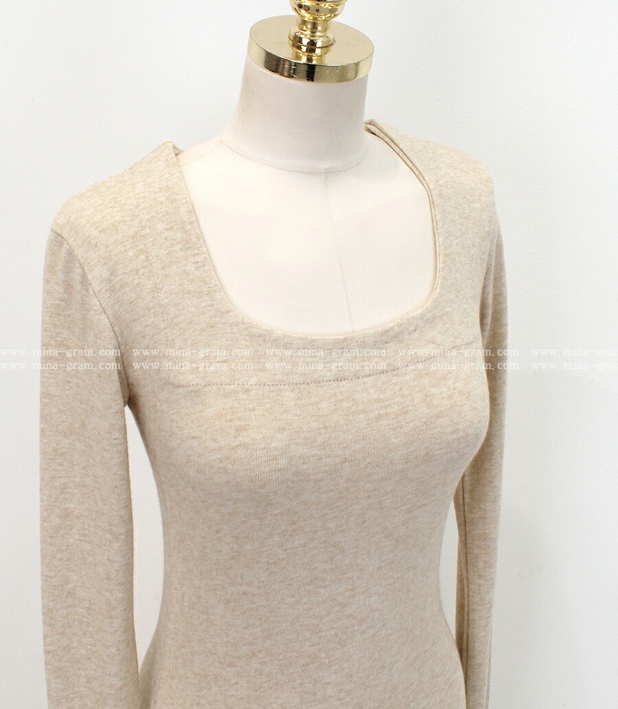 [メガ割りSALE]裏起毛スクエアスリムフィットロングワンピース・p615031